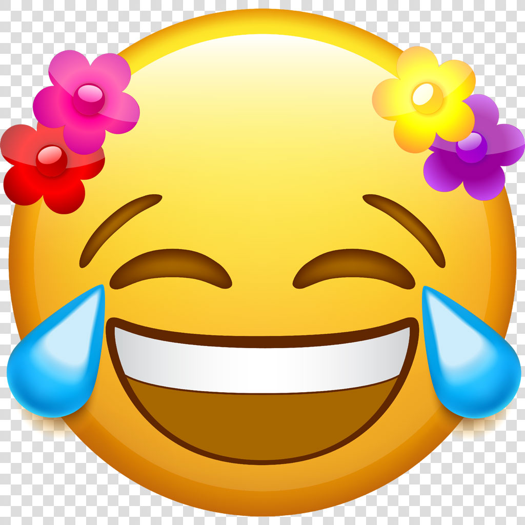A laughing emoji with flowers and tears of joy.