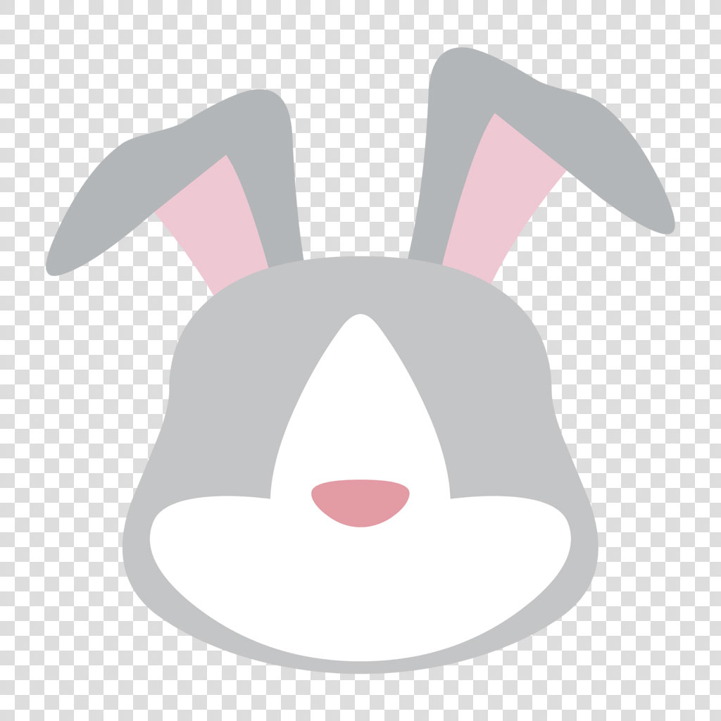 Gray bunny face with pink nose and ears