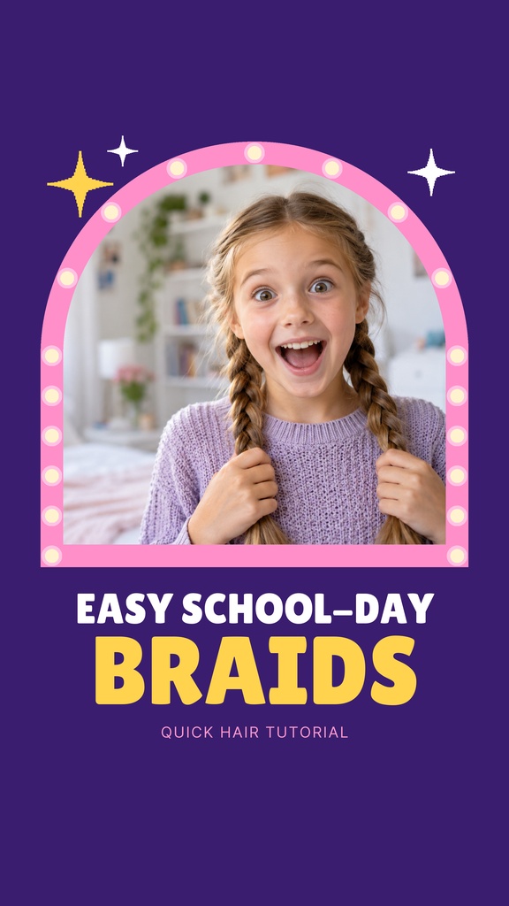 Preview for Easy School-day Braids Static Reel Cover Template