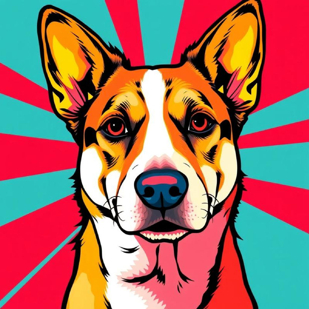 Pop art portrait of a woman with blue hair