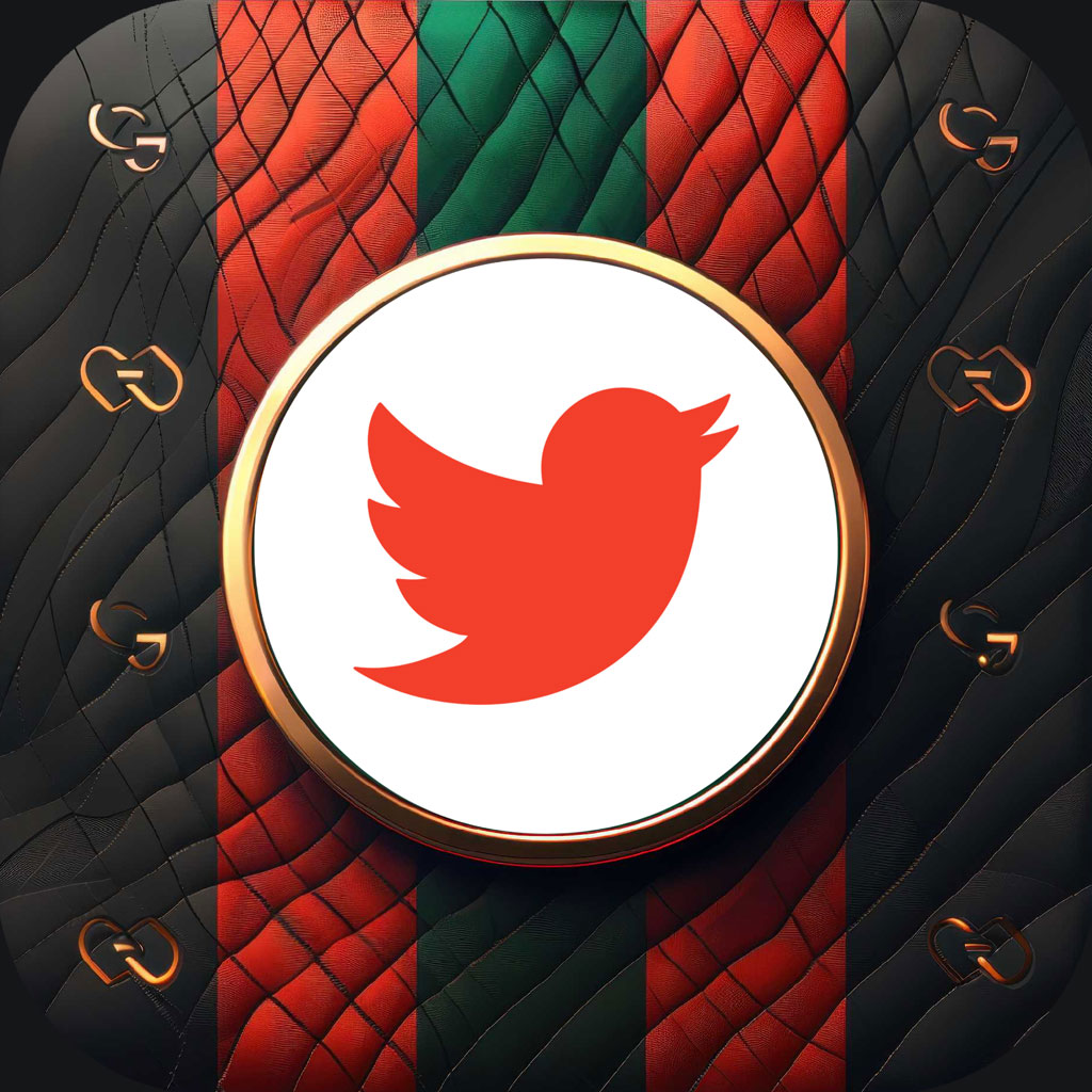 Twitter logo on a quilted leather background