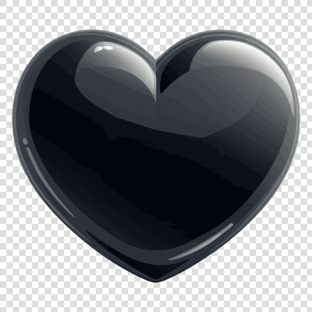A glossy black heart icon