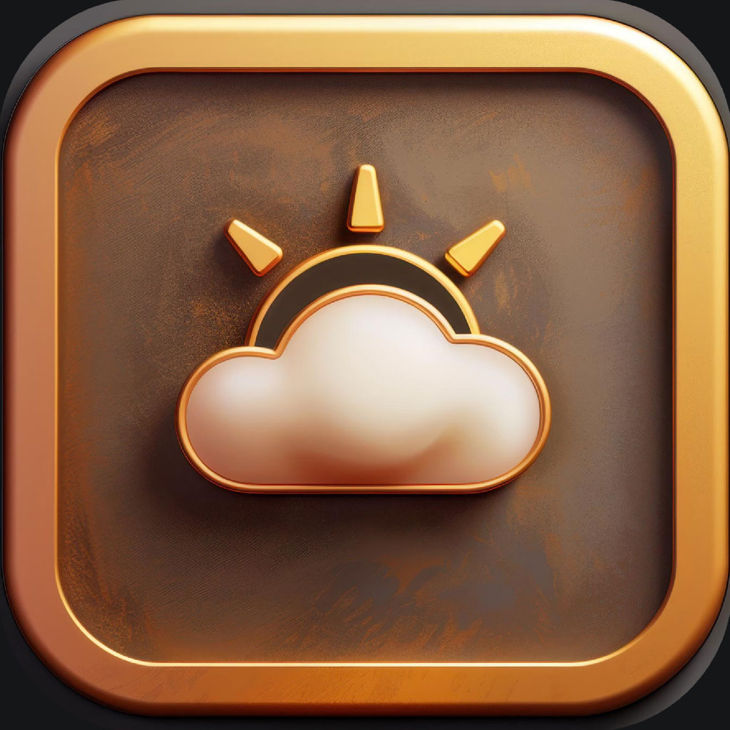 3D weather app icon with cloud and sun