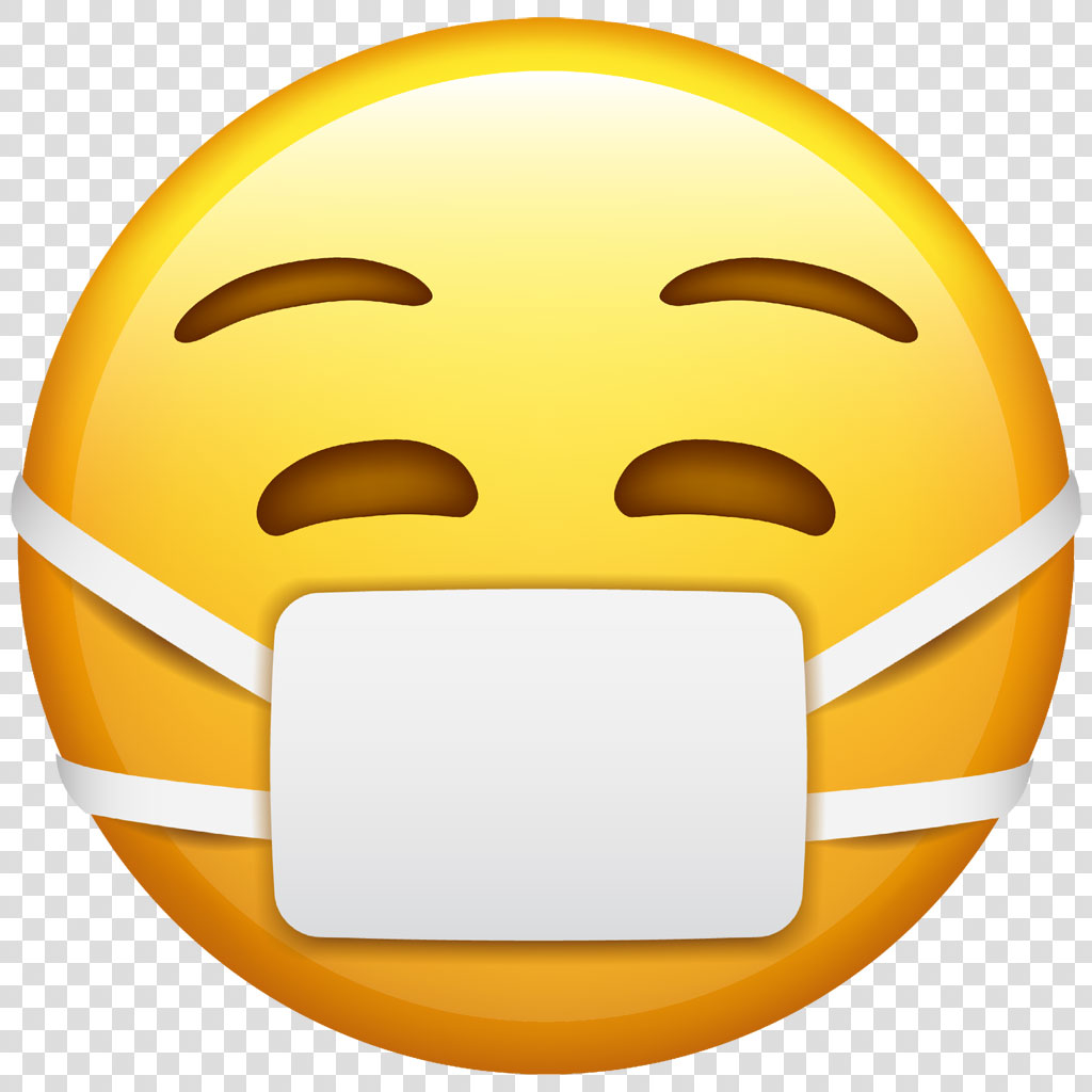 Yellow smiley face with a white face mask