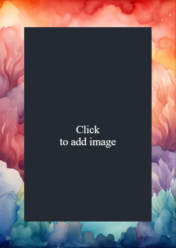 A black square on a vibrant watercolor background