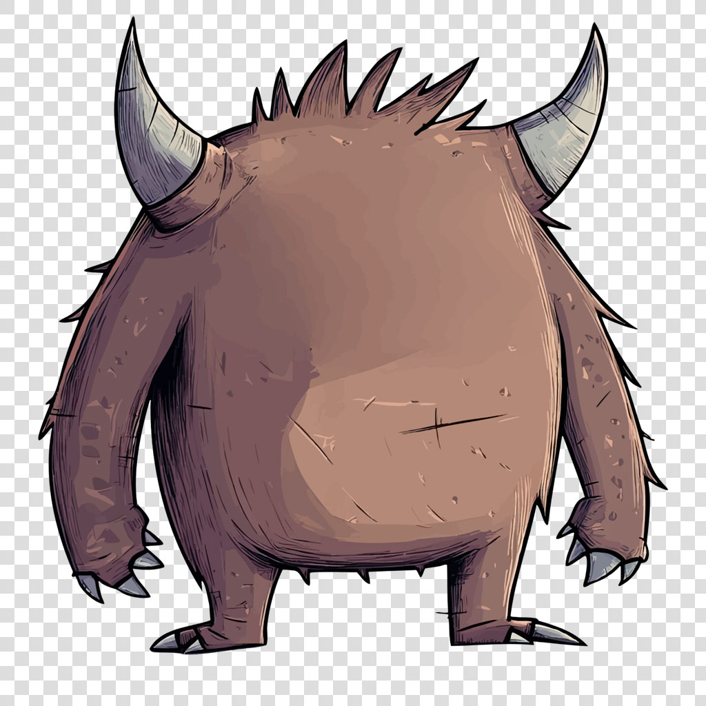 A brown, horned creature with spikes and claws