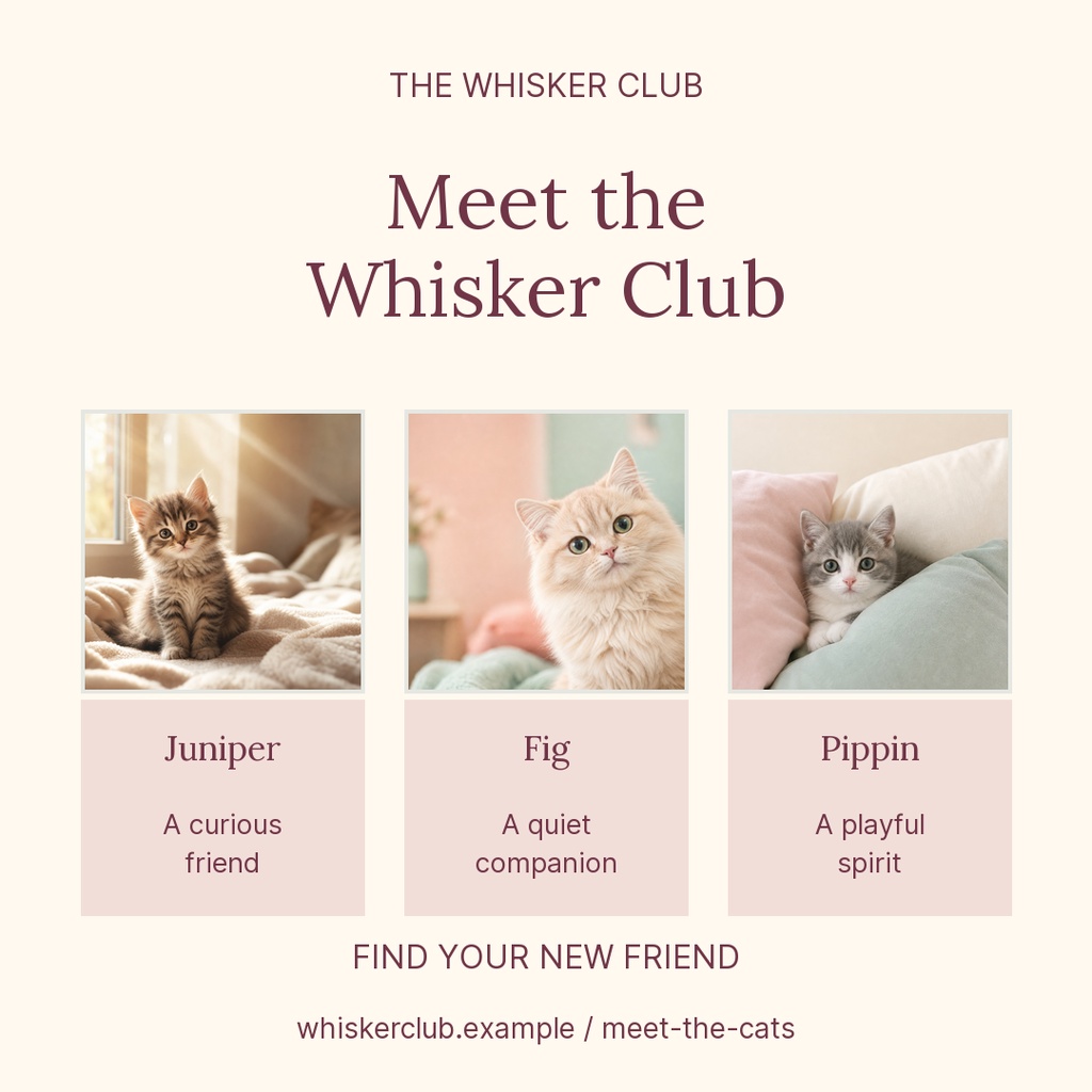 Preview for Meet The Whisker Club Square Post Template