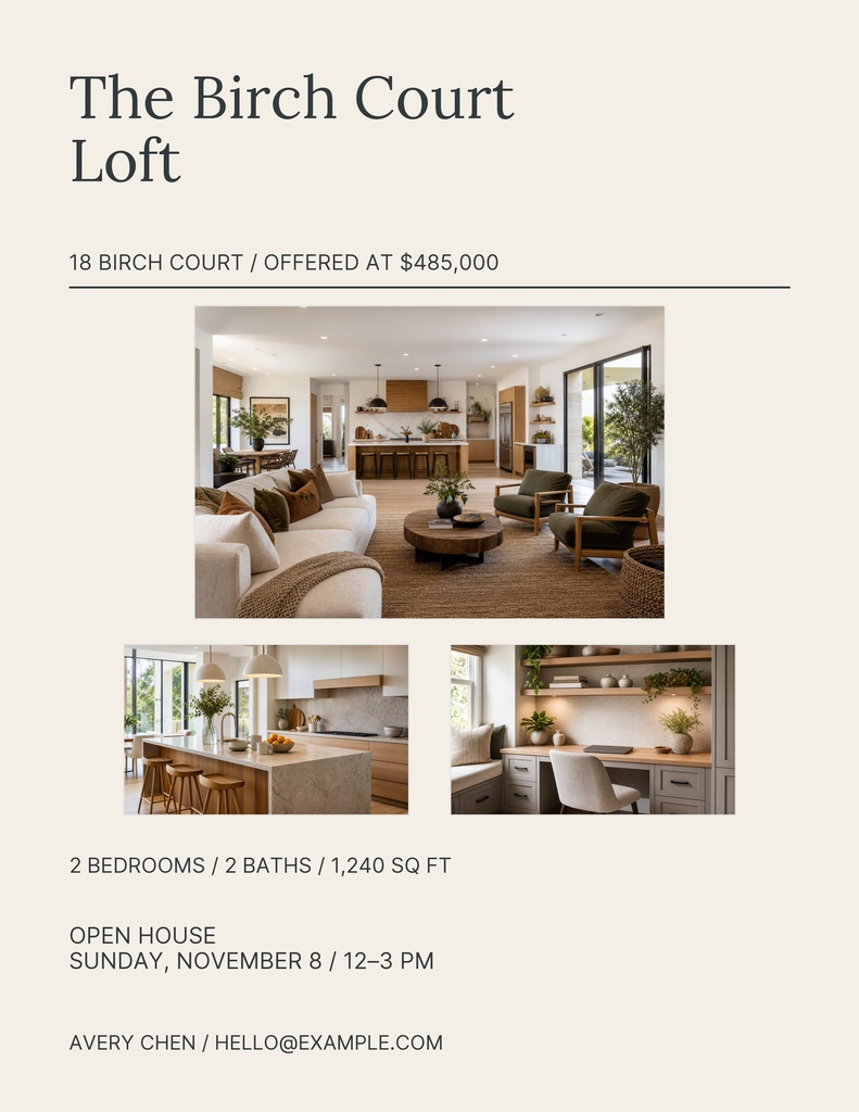Preview for The Birch Court Loft Letter Flyer Template