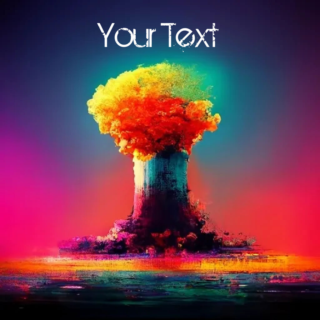 A vibrant explosion over water with a gradient background