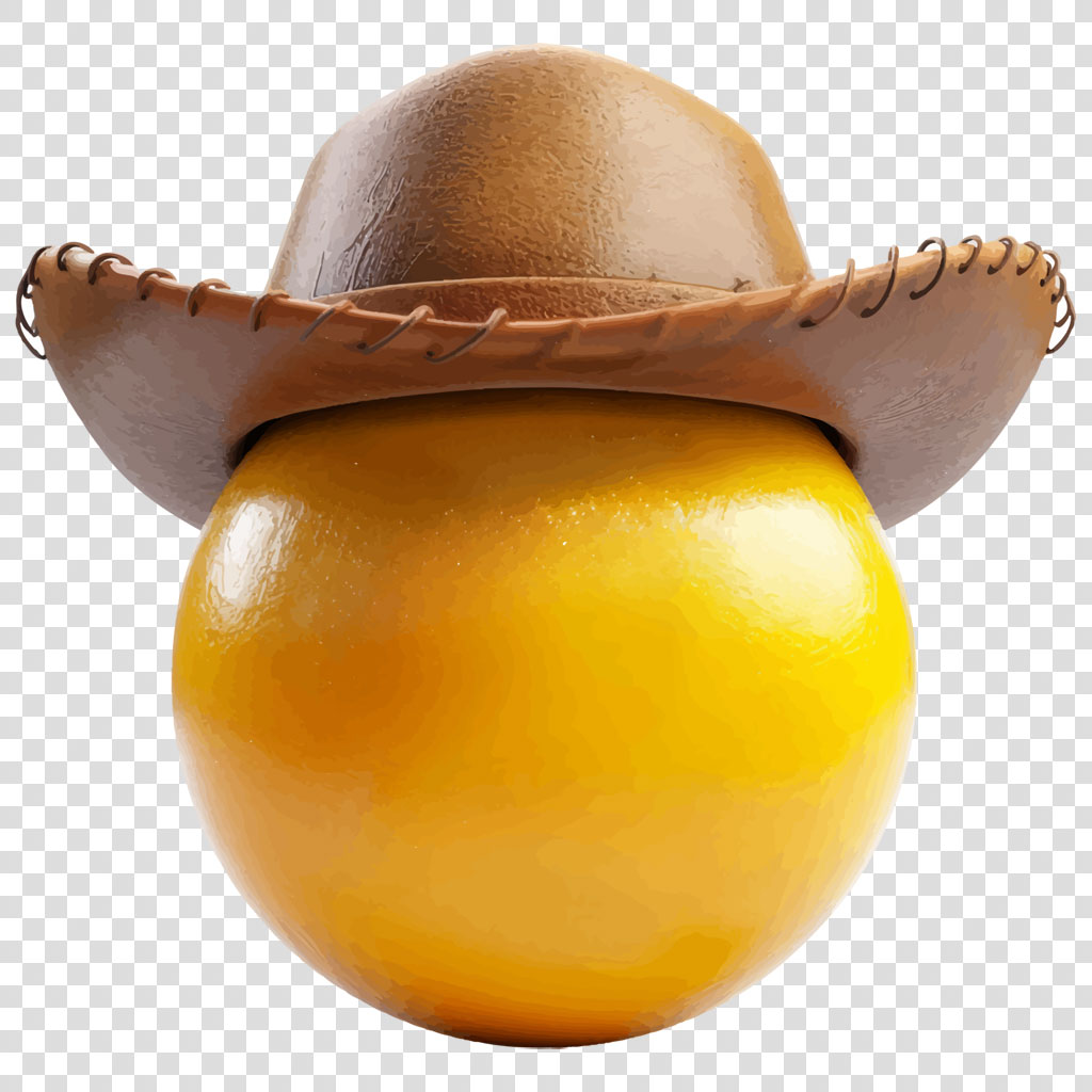 A bright orange with a brown leather sombrero on top