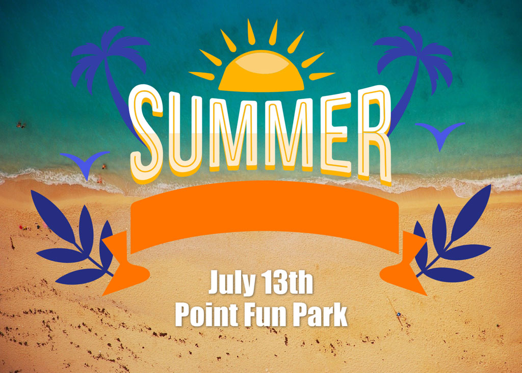 Summer party invitation with beach scene