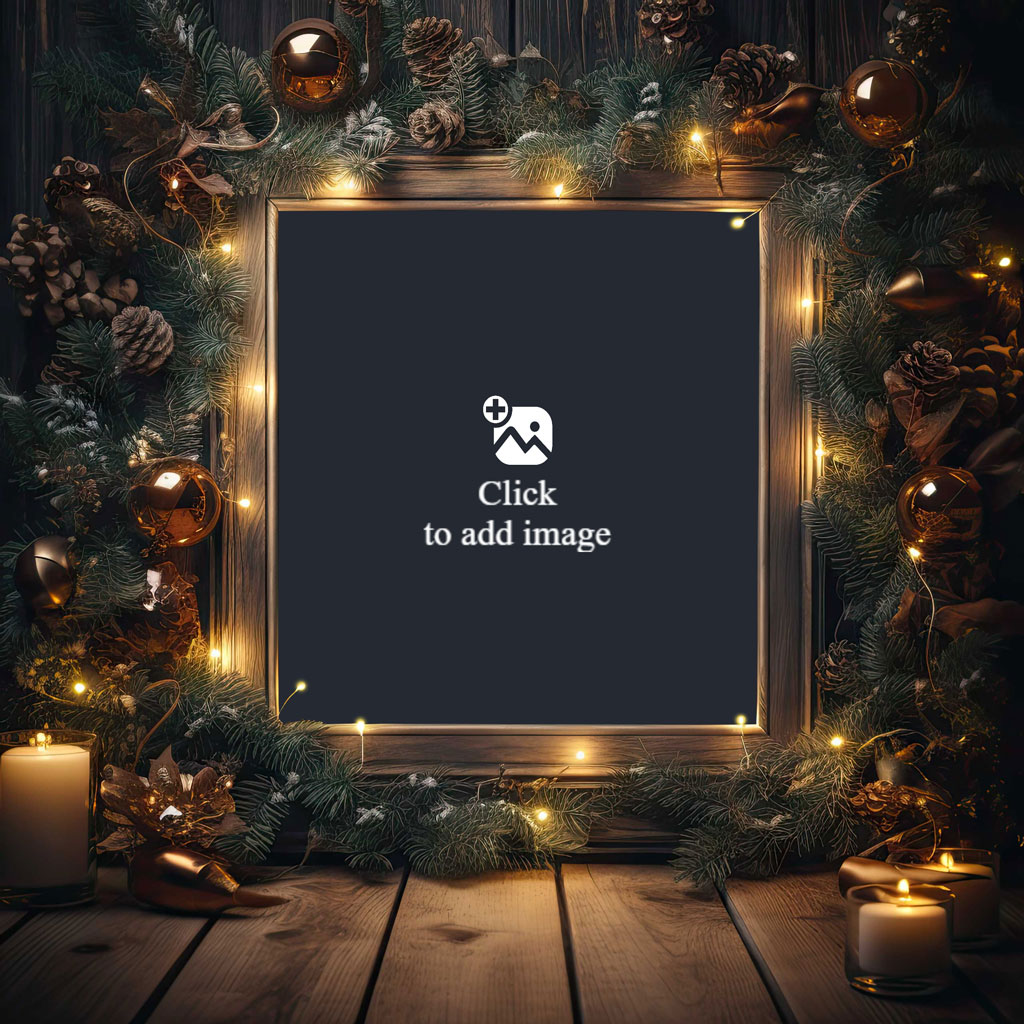 A Christmas-themed picture frame with a photo of three children