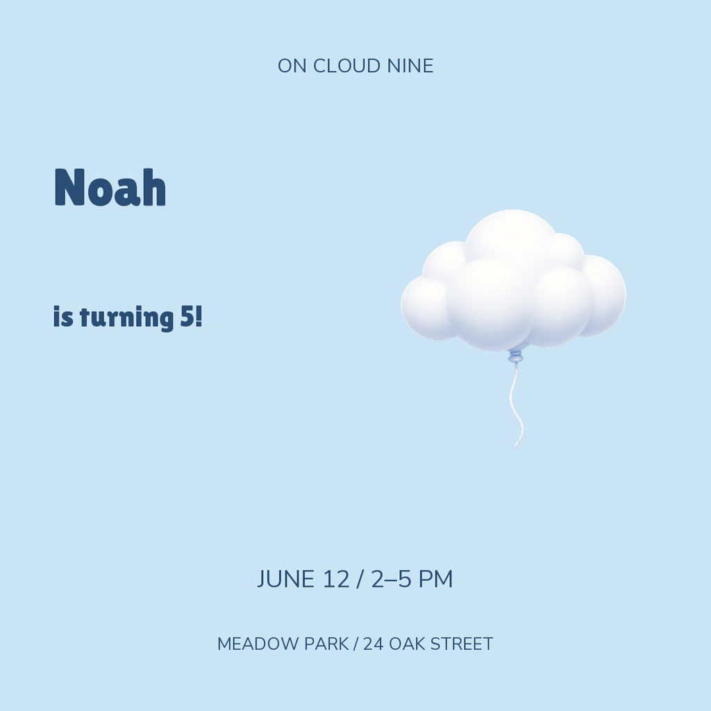 Preview for Cloud Nine Birthday Square Post Template