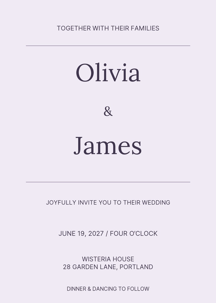 Preview for Wisteria House Wedding 5 × 7 Invitation Template