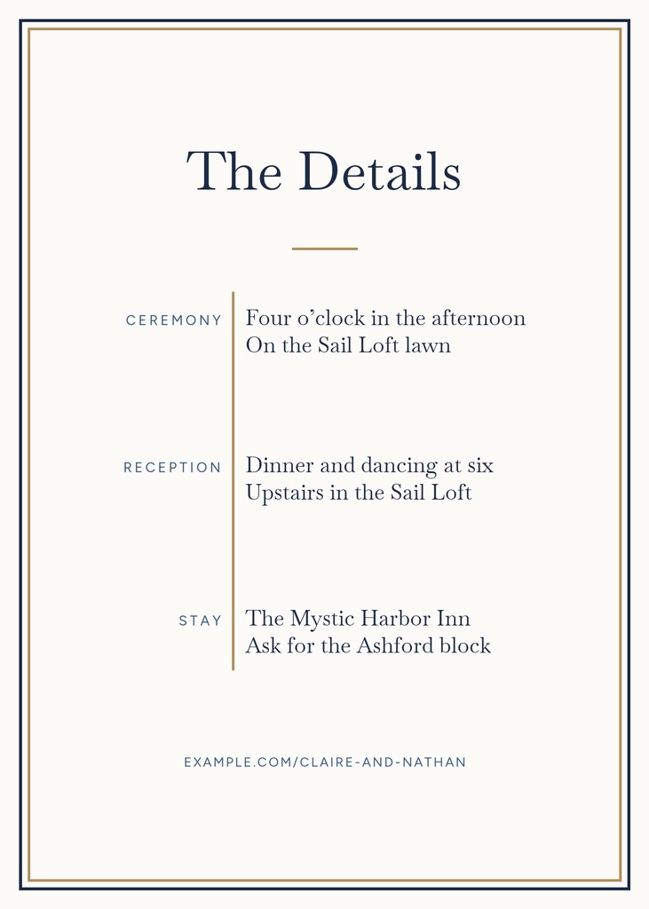 Preview for Summer By The Harbor Wedding Details Card Template