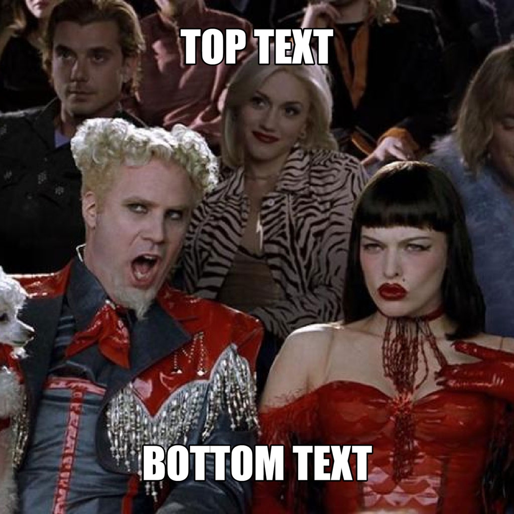 Meme template image with a man and woman in the foreground and a crowd behind them