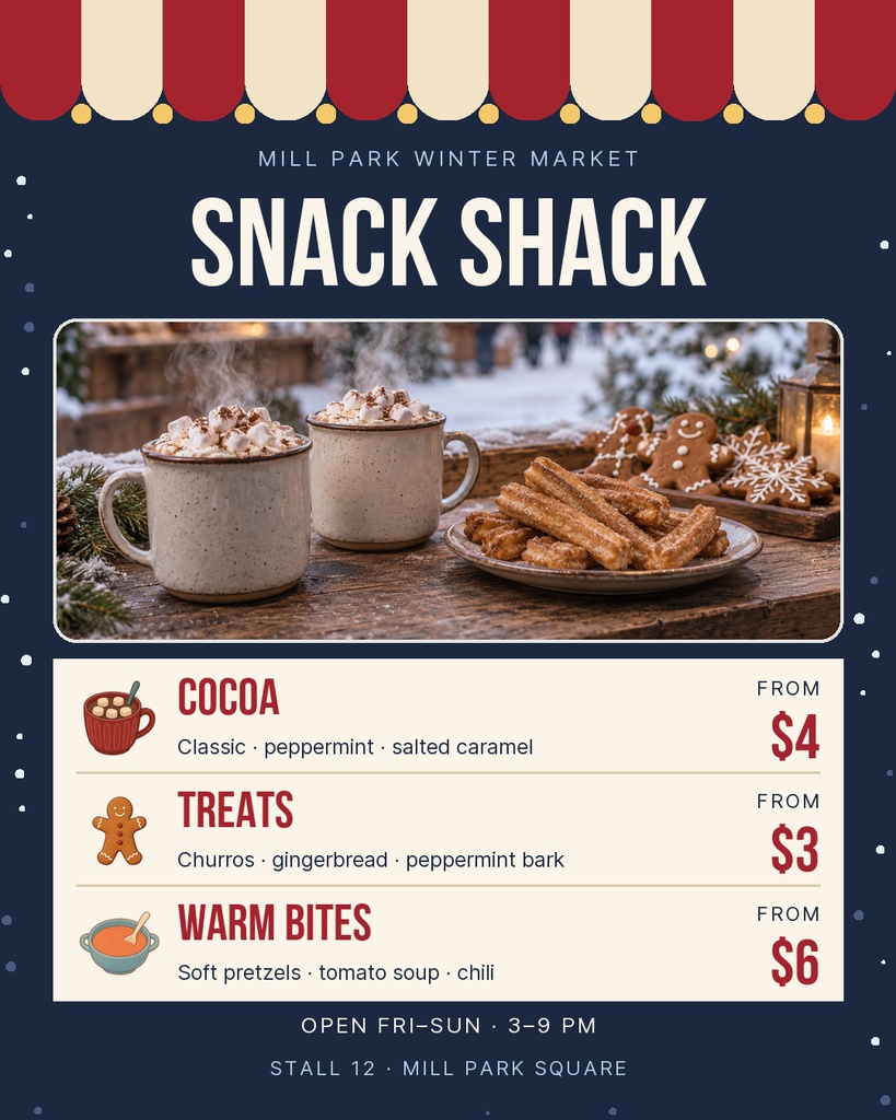 Preview for Winter Market Snack Shack Portrait Post Template