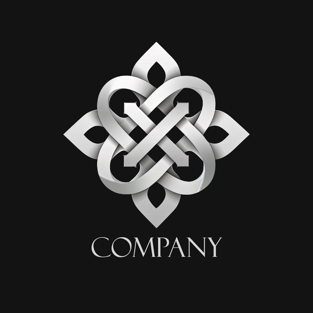 Silver intertwined logo on a black background with the word COMPANY below it