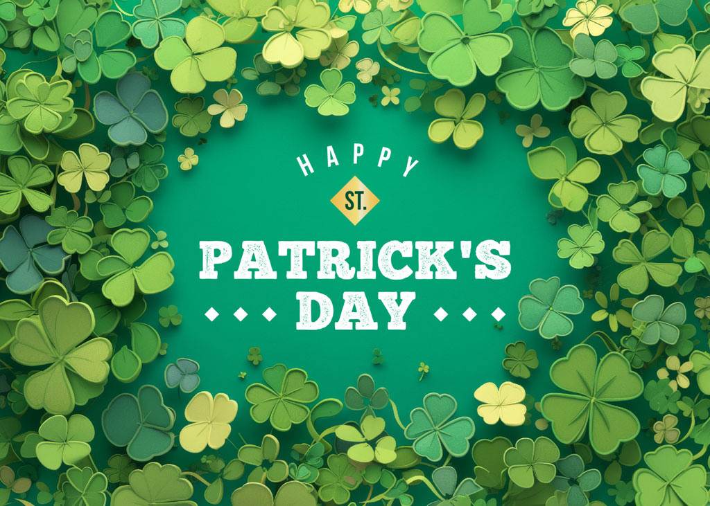 St. Patrick's Day greeting with shamrocks