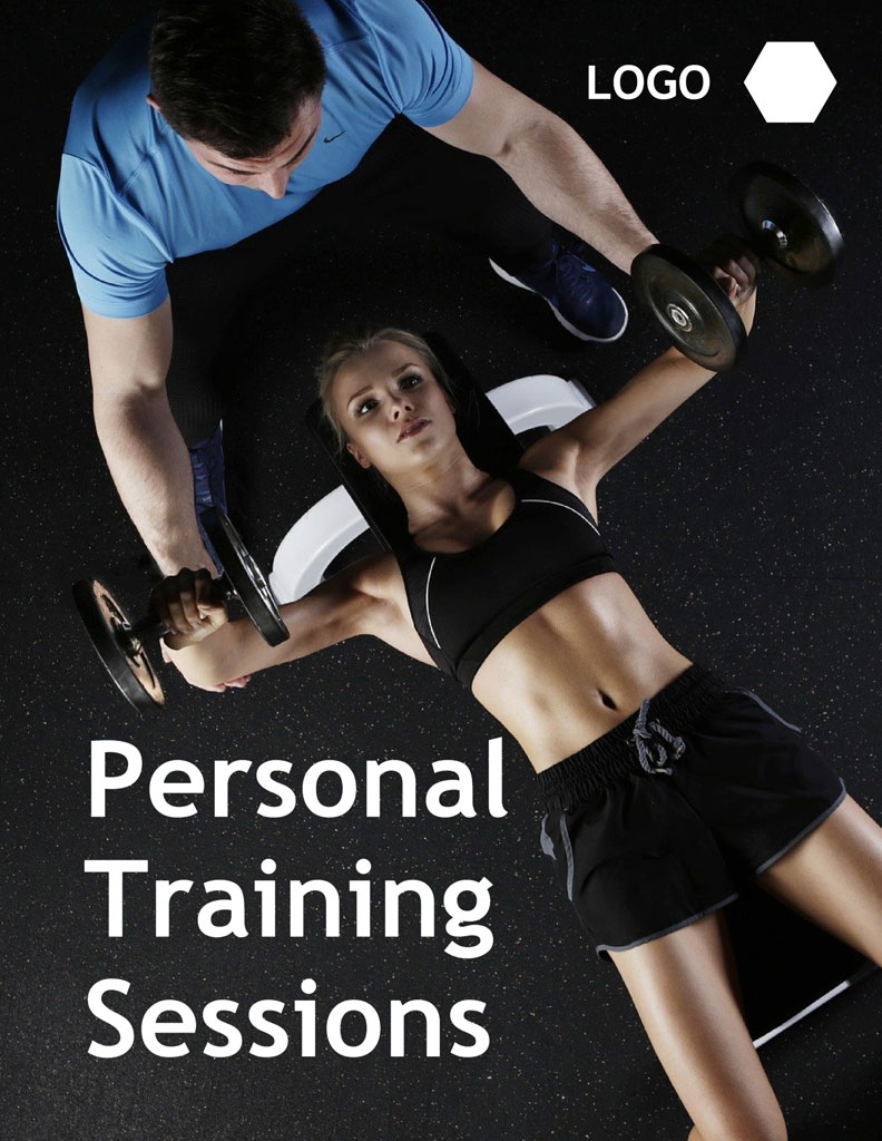 Woman exercising with dumbbells under personal trainer's supervision