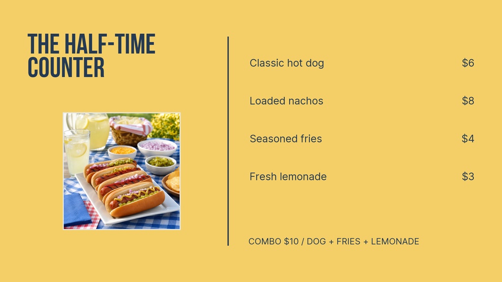 Preview for The Half-time Counter Digital Menu Board Template