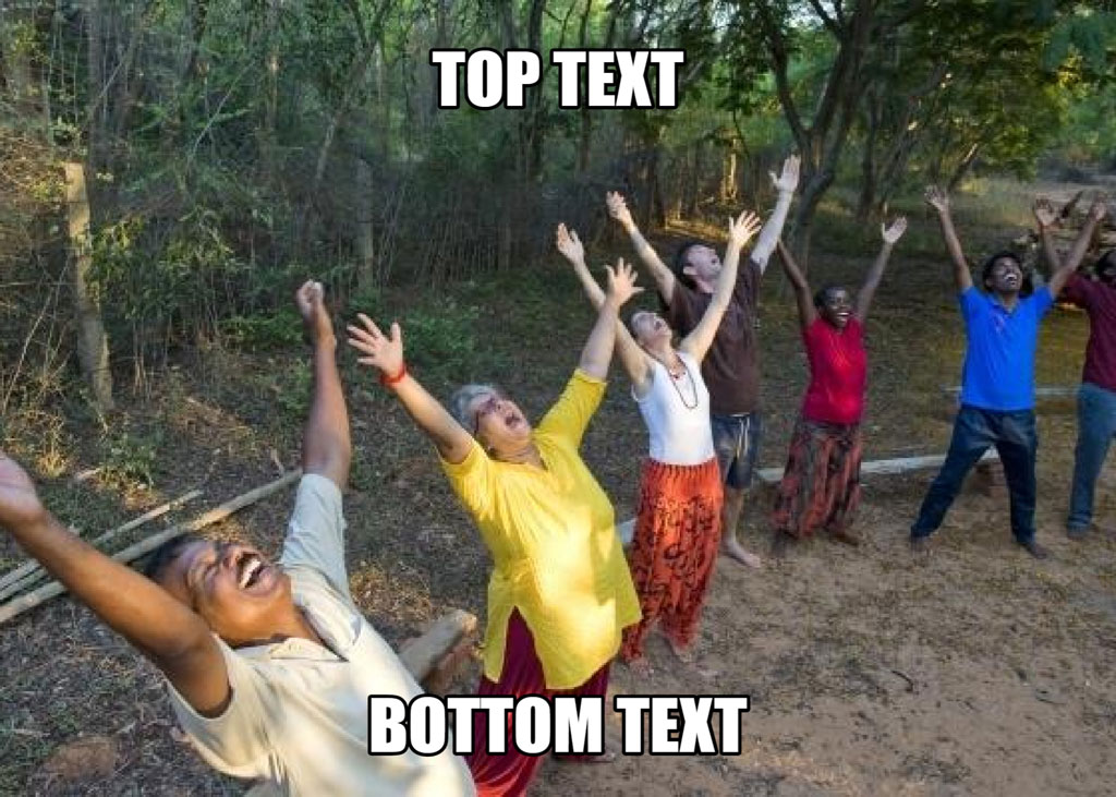 People standing in a line with arms raised