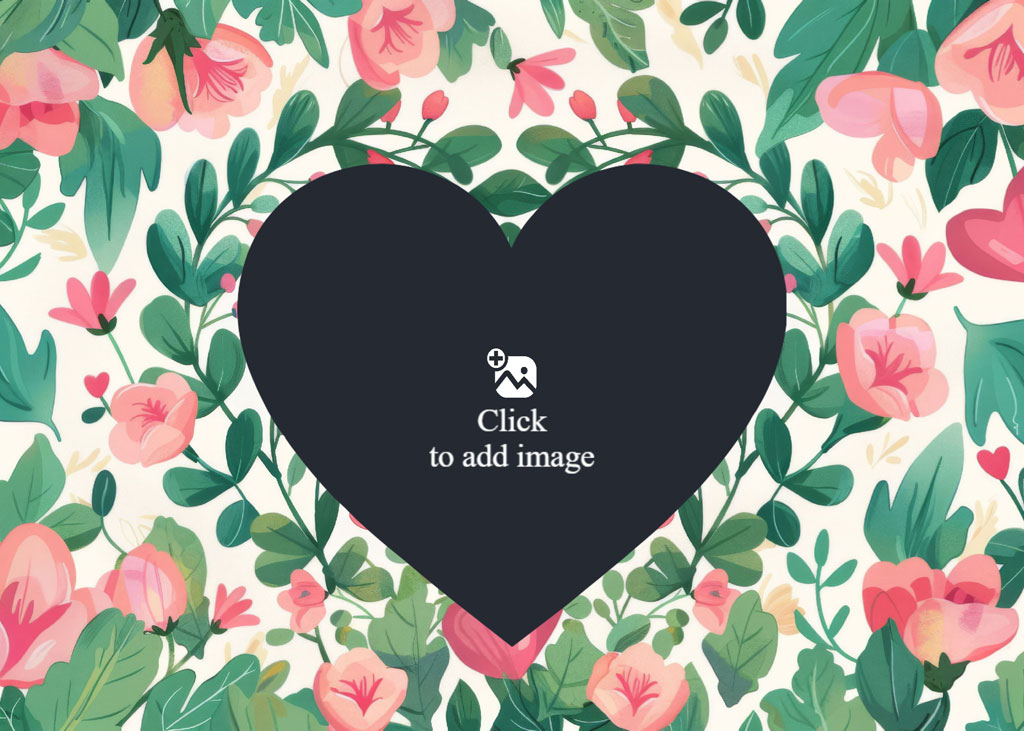 Black heart on a floral background