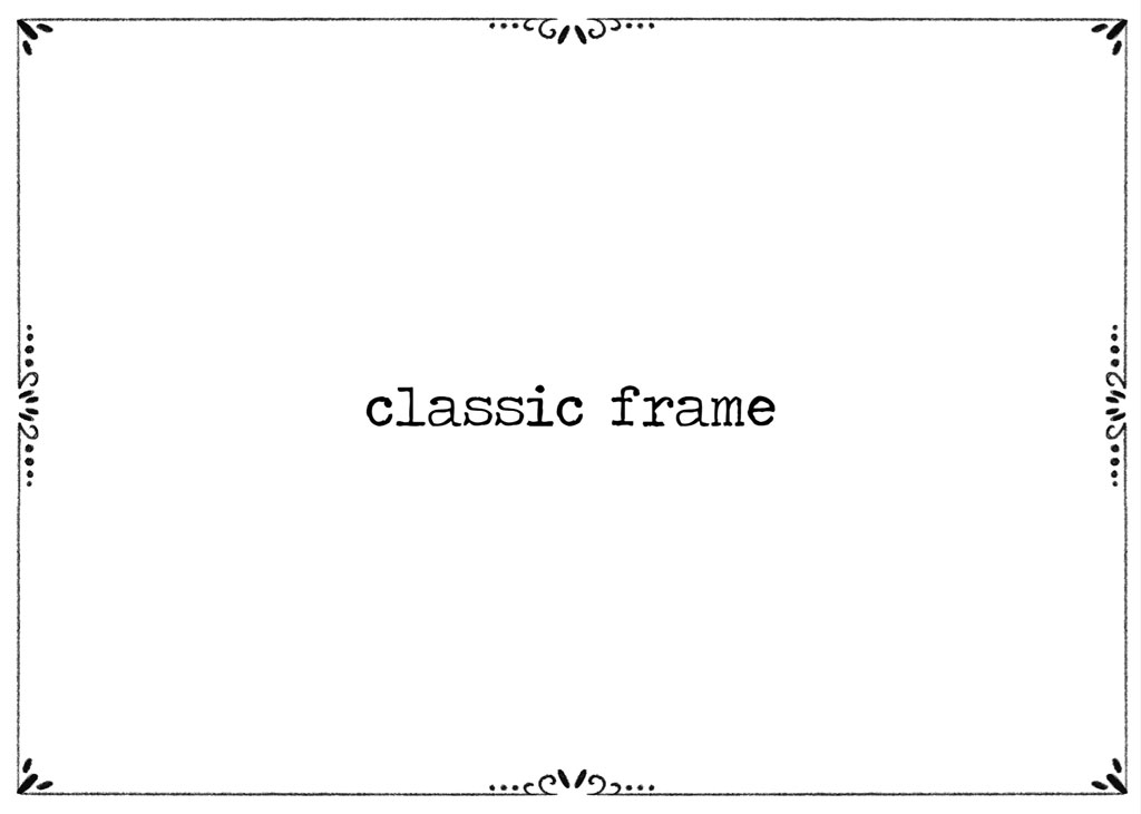A white rectangular frame with decorative corners and the text 'classic frame' in the center.
