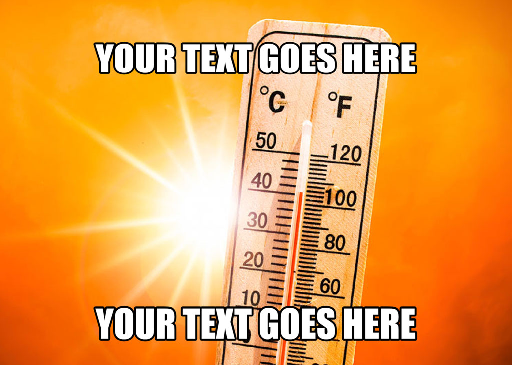 Thermometer showing high temperature with sunburst effect