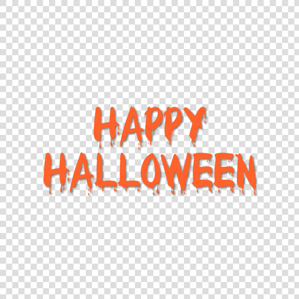 Happy Halloween text in orange on a black background