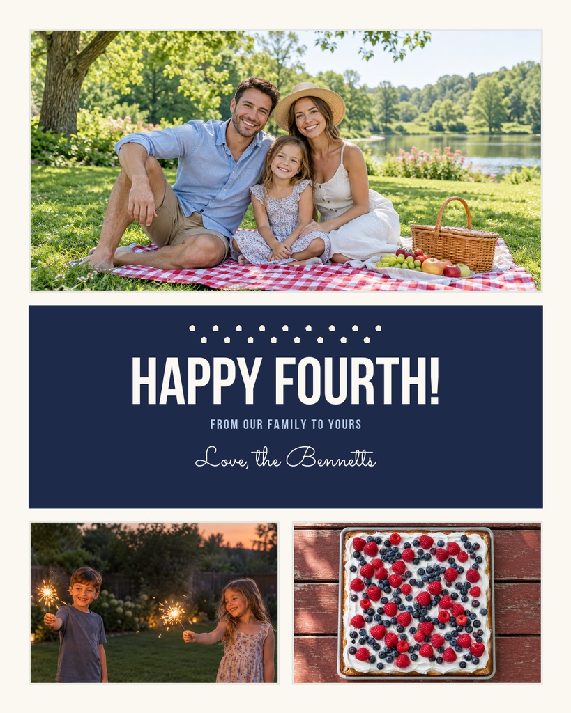 Preview for Happy Fourth From Our Family Portrait Post Template
