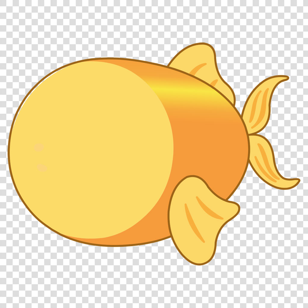 Cartoon golden fish with orange and yellow color