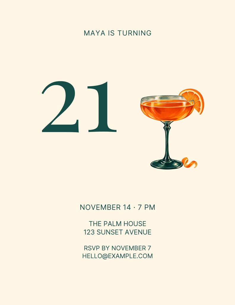 Preview for Sunset Twenty-one Birthday Party Flyer Template