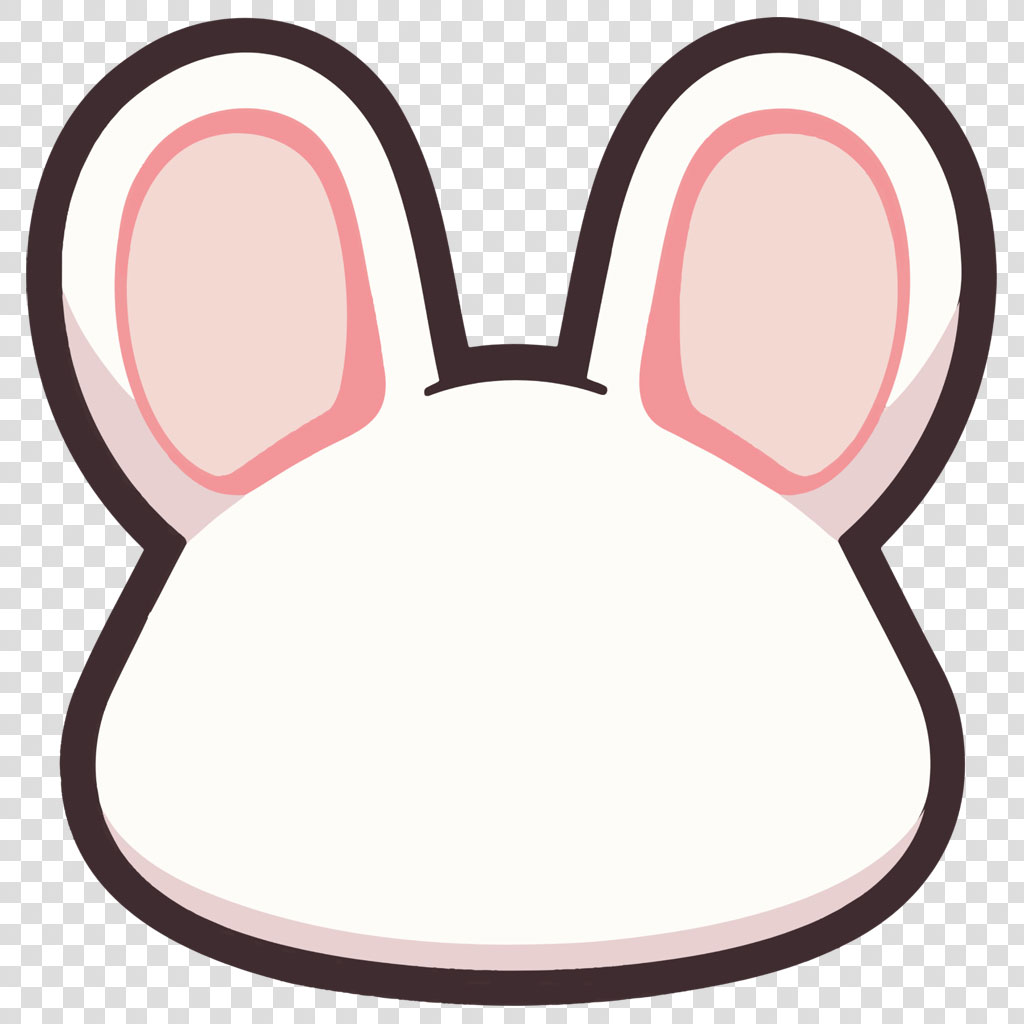 Cartoon bunny face with large pink ears