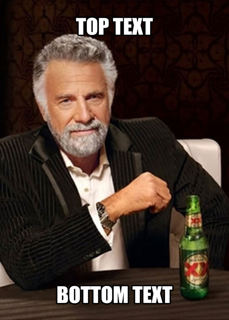 The Most Interesting Man in the World with a beer