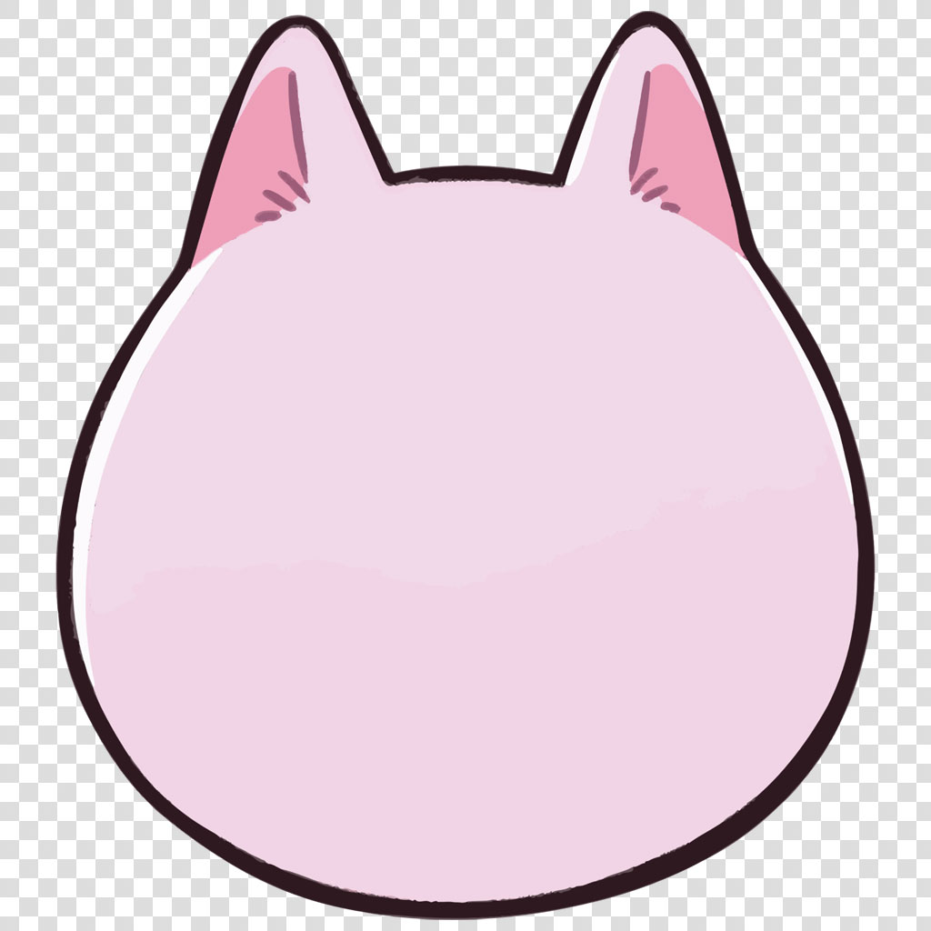 Cartoon pink cat head from behind