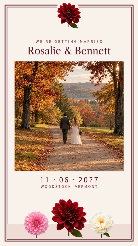 Preview for Burgundy Dahlia Wedding Story Opener Template
