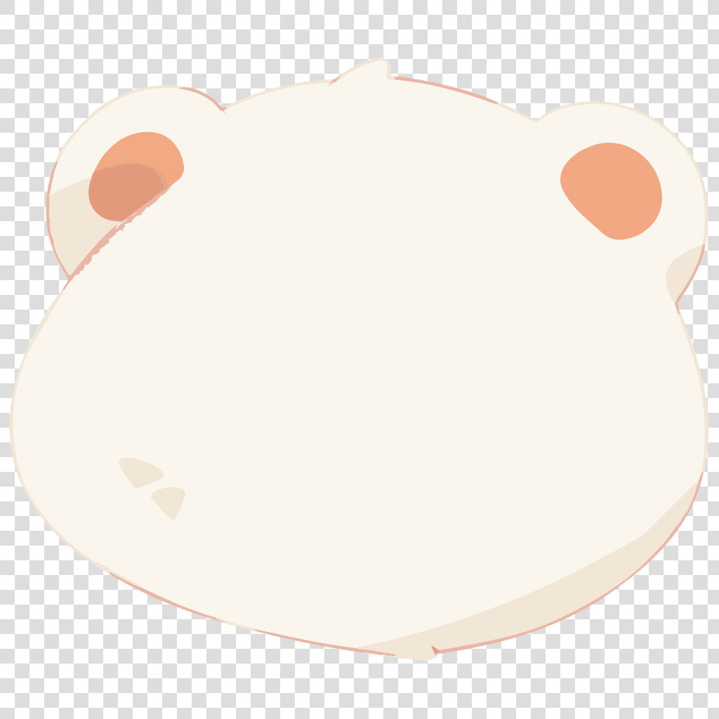 A simple, cream-colored cartoon frog face with orange ears