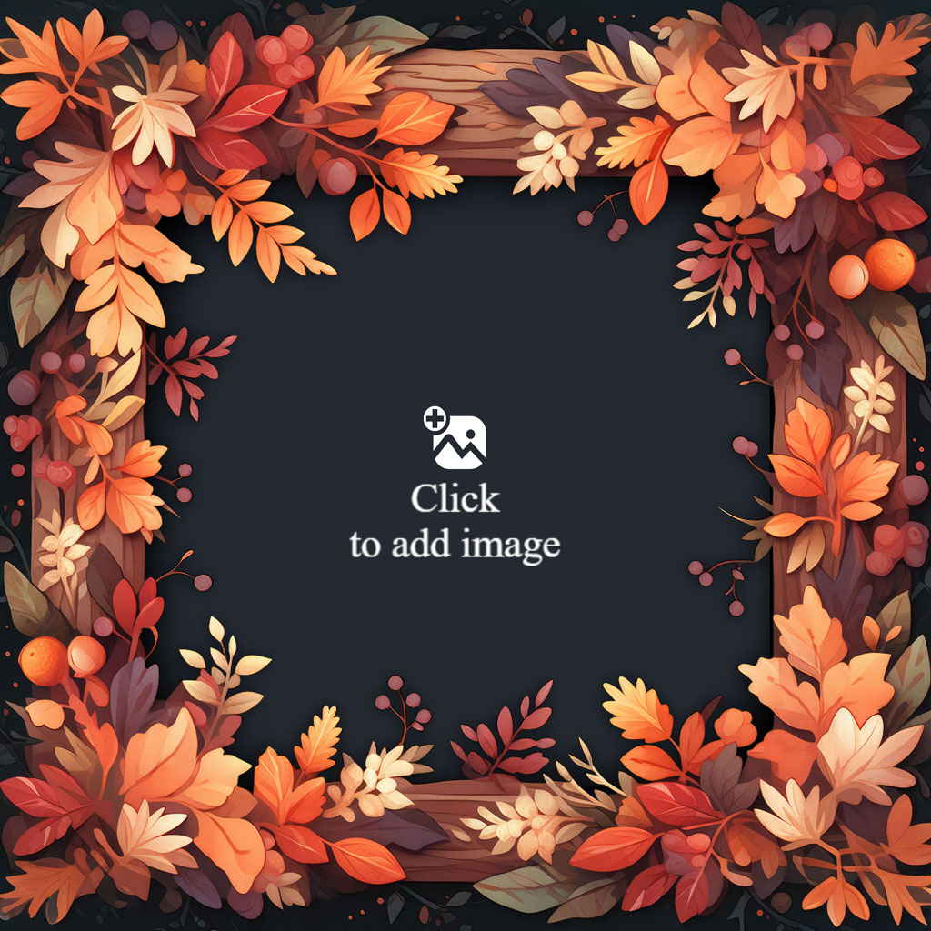 Autumn leaves frame with a dark background