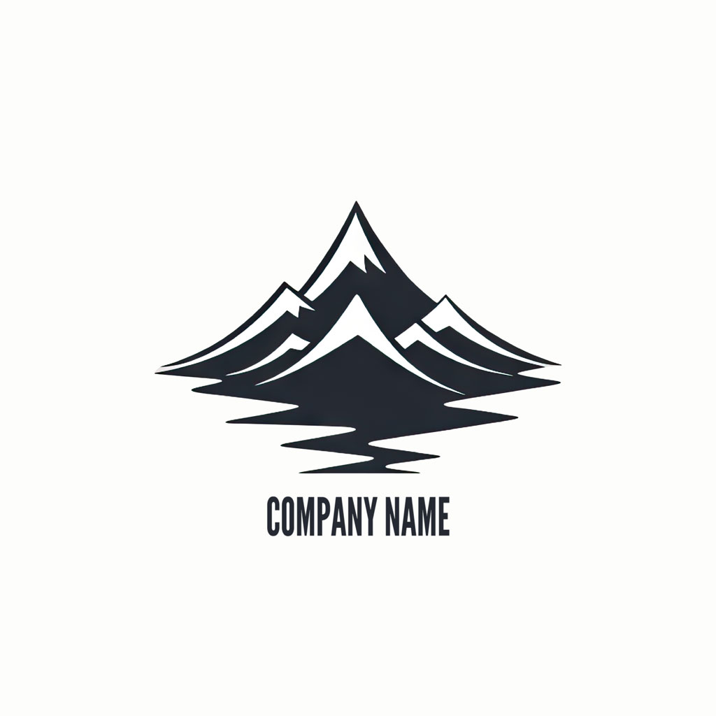 Stylized mountain range logo with reflection