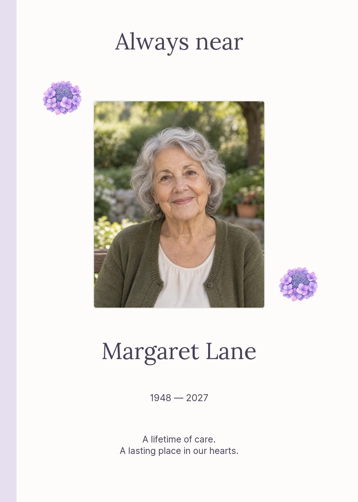Preview for Always Near Remembrance Card Template