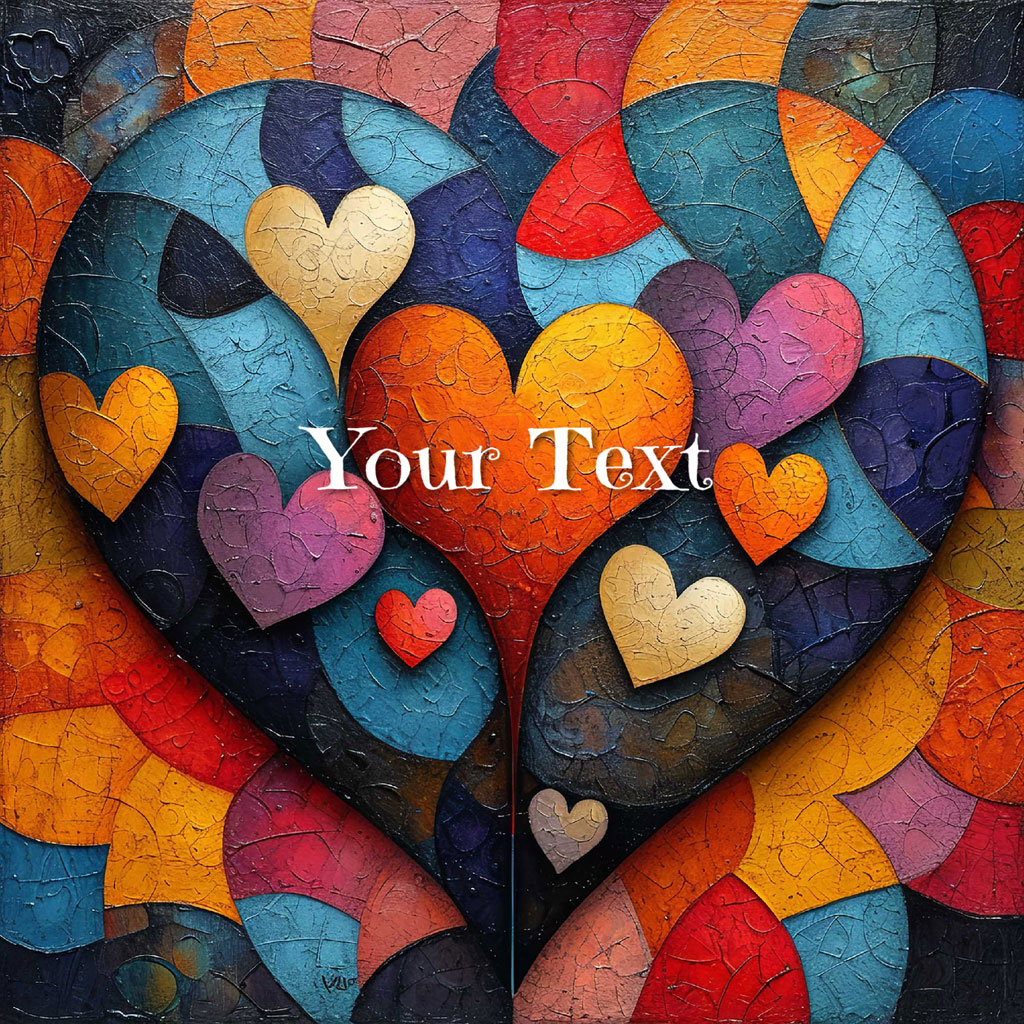 A large heart shape formed by multiple smaller hearts in different colors