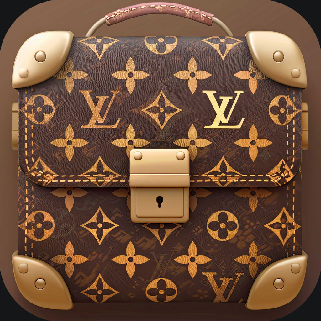 Louis Vuitton luxury handbag with gold accents and monogram pattern