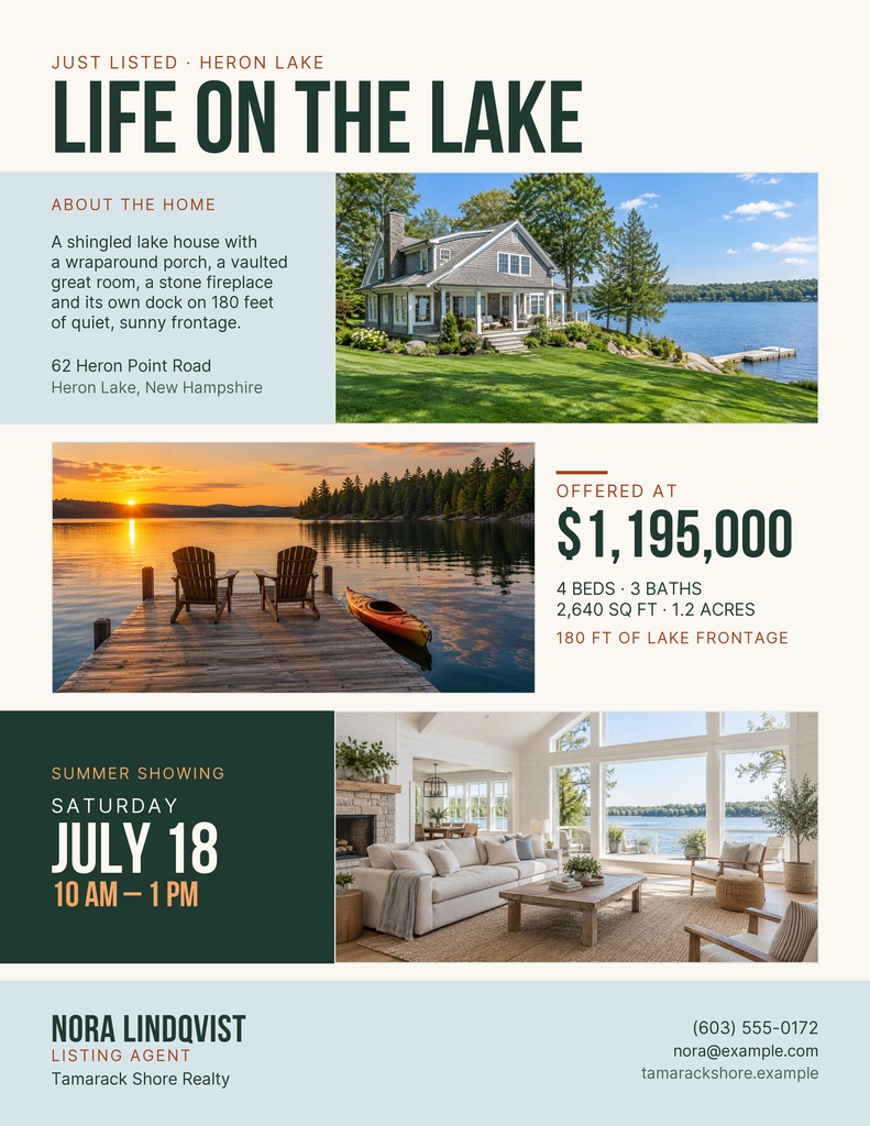 Preview for Lakefront Summer Showing Letter Flyer Template