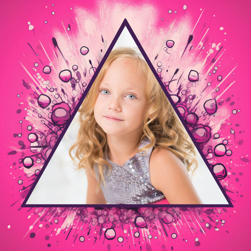 A young girl with blonde hair and blue eyes