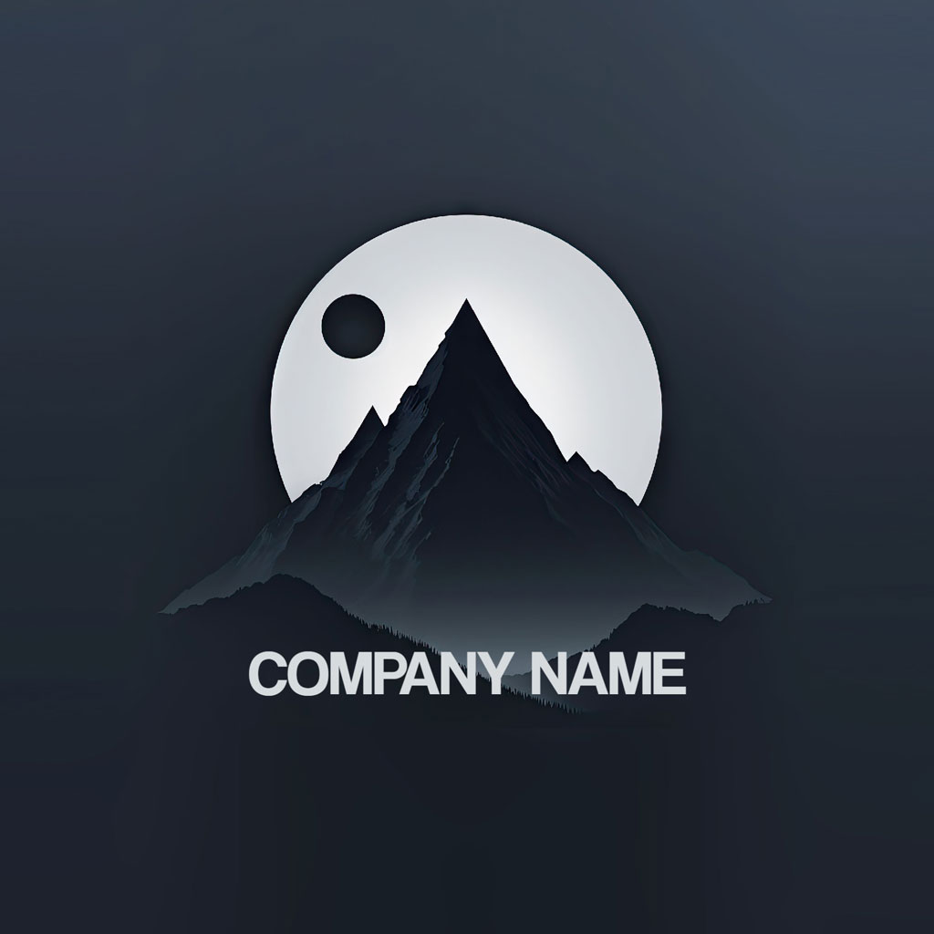 Mountain logo template with a moon and COMPANY NAME placeholder