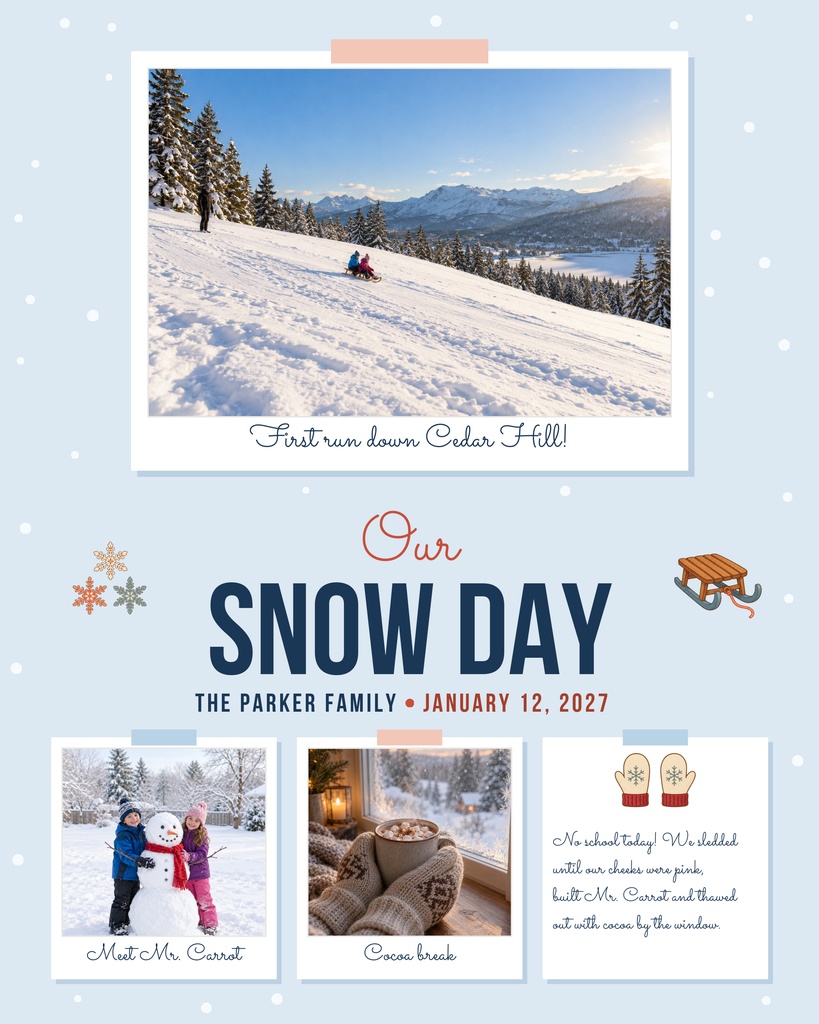 Preview for Our Snow Day Memory Page Template