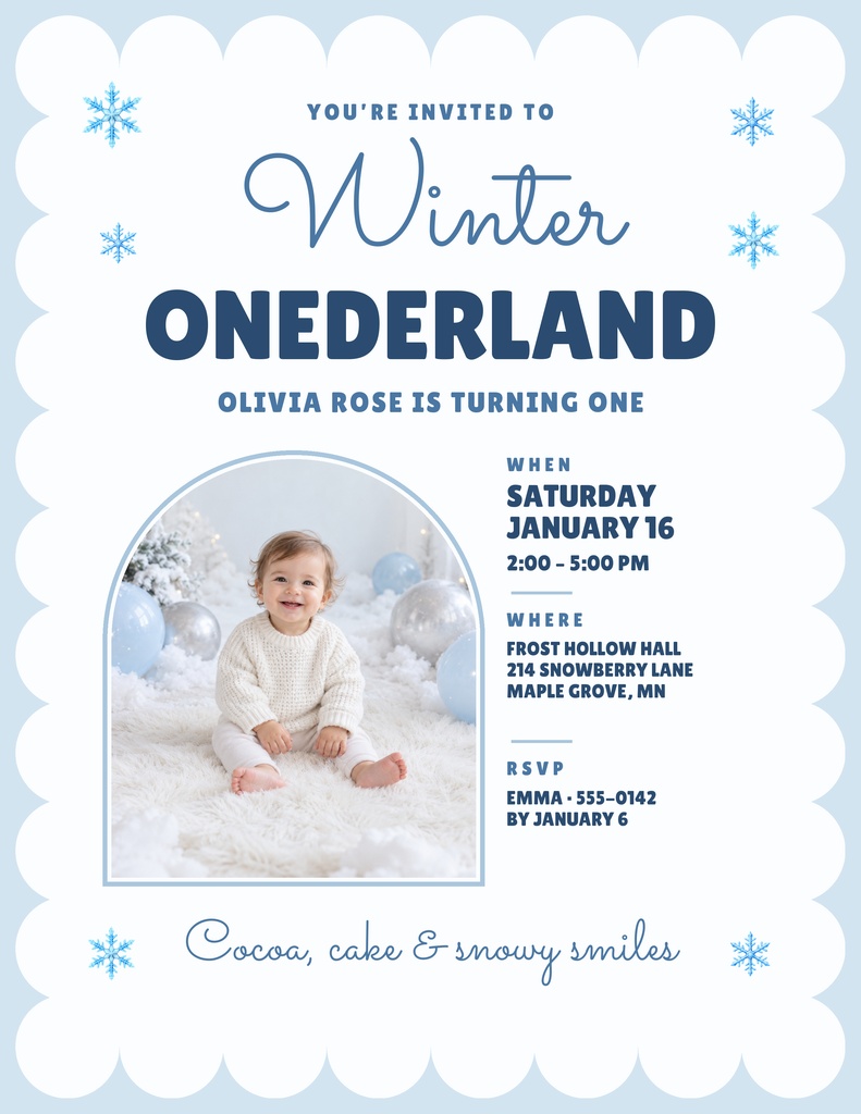 Preview for Winter Onederland Letter Flyer Template