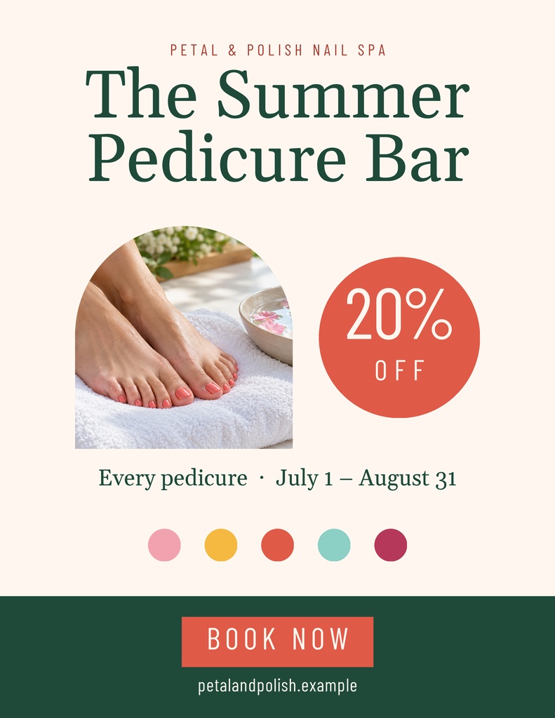 Preview for The Summer Pedicure Bar Letter Flyer Template