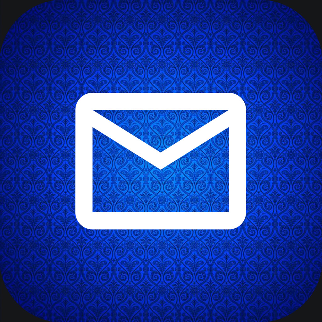 White envelope icon on a blue patterned background